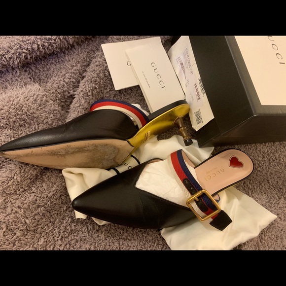100% authentic $940 GUCCI leather mules Size 5.5 - Picture 10 of 14